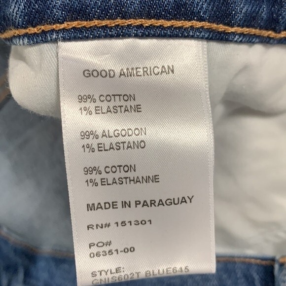 Good American Good 90’s High Waisted Denim Jean Frayed Cut Off Shorts Plus Sz 20 - Picture 8 of 13